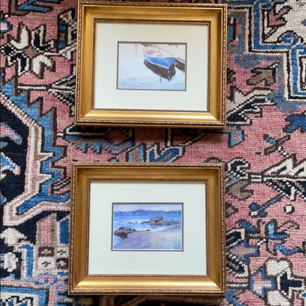 2 frames with seaside landscapes